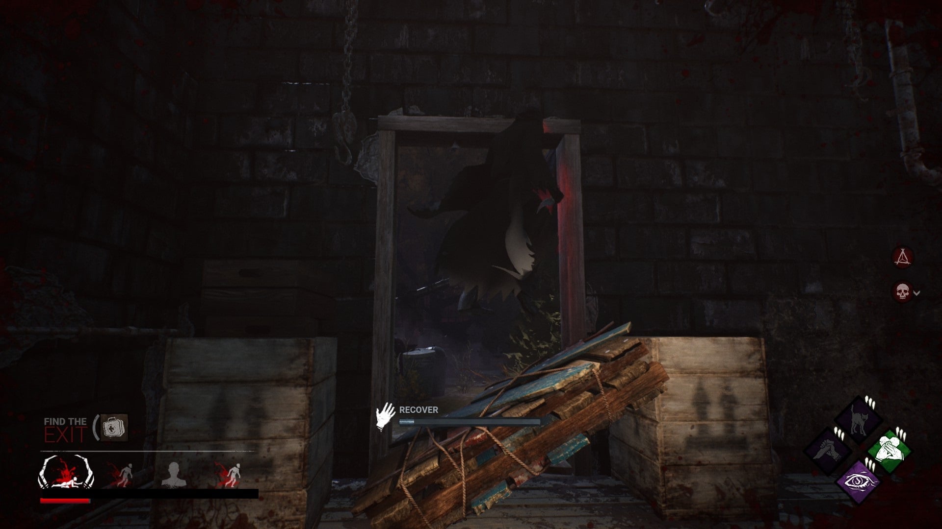 ID: an image of Ghost Face hovering above a pallet